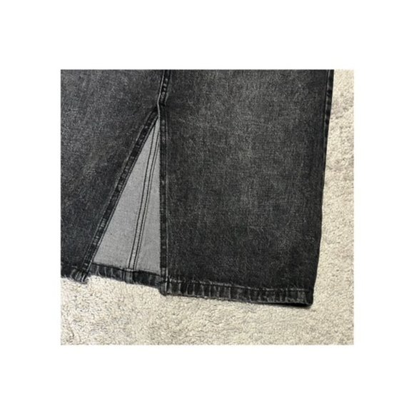 Stone Wash Black Denim Midi Skirt - Picture 6 of 9